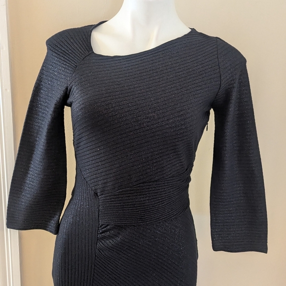 Anthropologie Akemi +Kin Tegan NWT black asymmetrical sparkly dress size XS - Picture 4 of 9